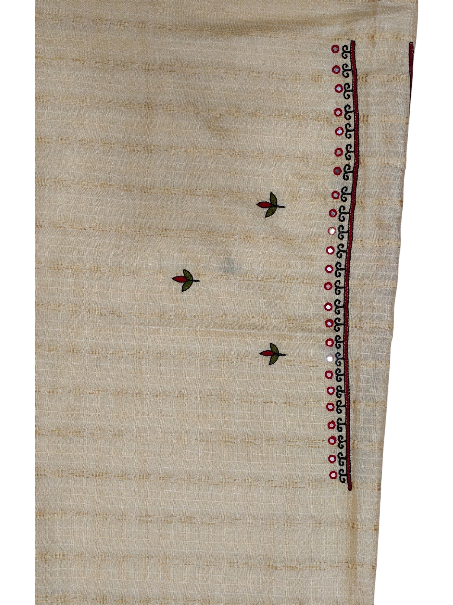 Hand-Embroidered Unstitched Kurti on Cotton Silk